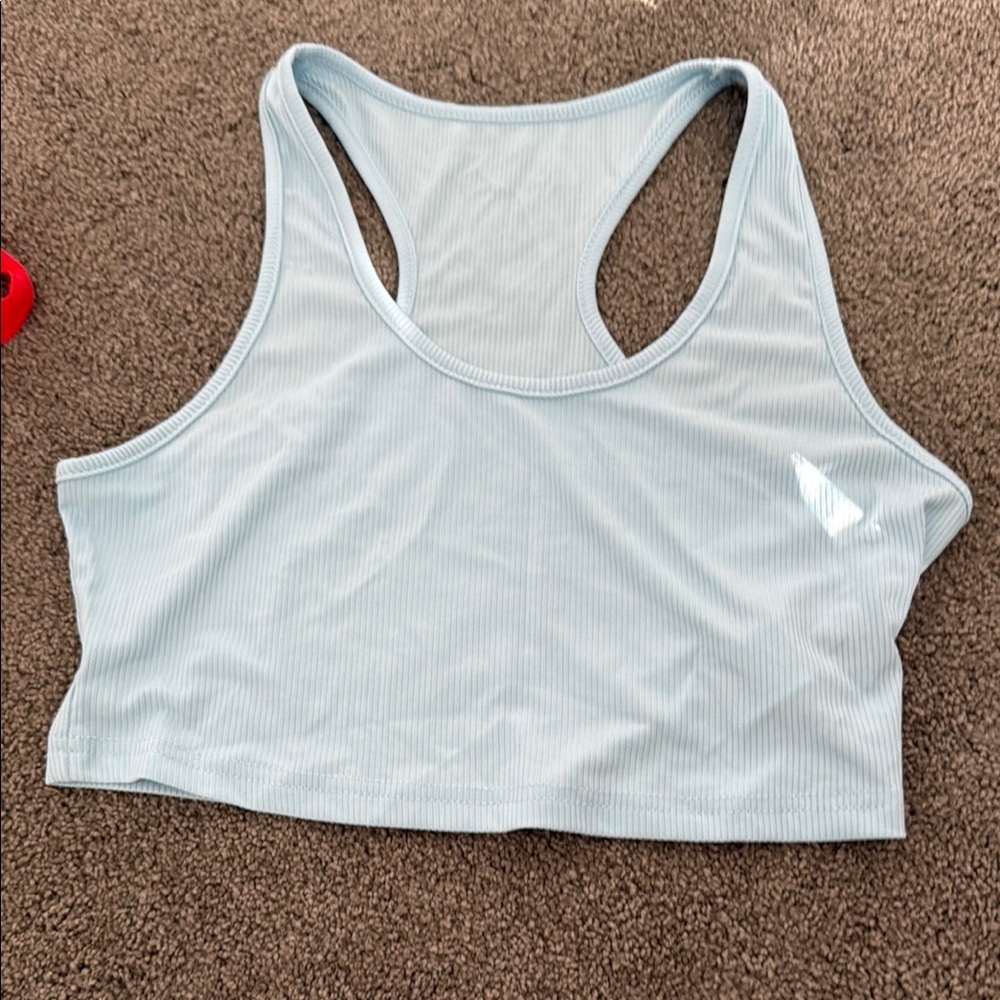 SHEIN Sky Blue Ribbed Tank Top